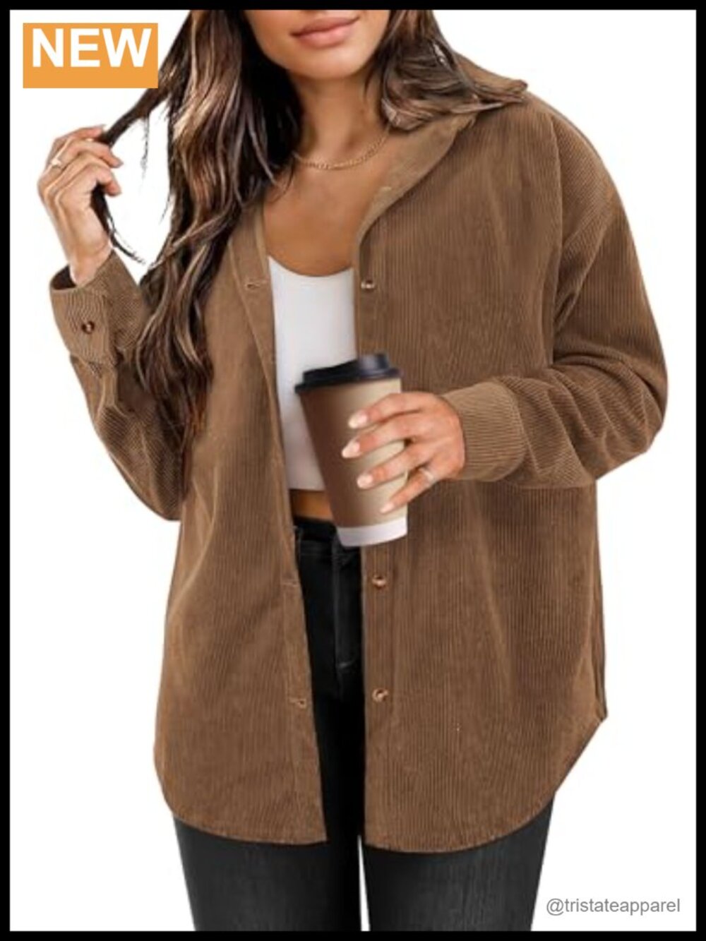 Womens Corduroy Button Down Shirt Long Sleeve Shacket